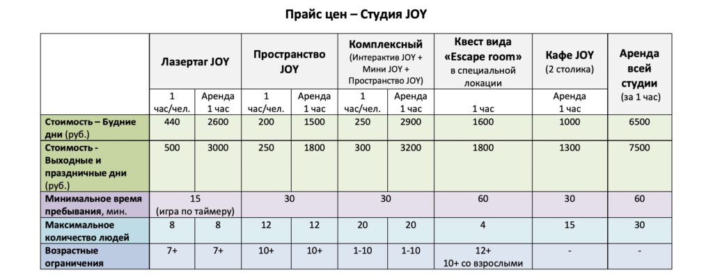 Цены на лазертаг, квест и другое в Усть-Илимске